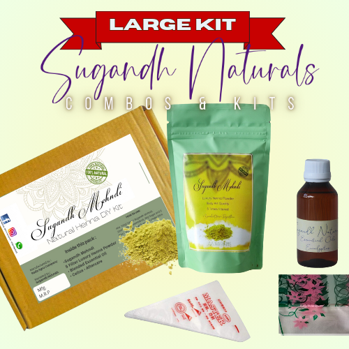 Sugandh Naturals Large DIY Henna Kit for making 100 cones